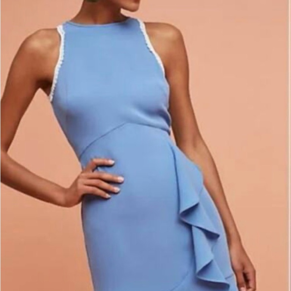 Shoshanna Light Blue Ruffle Midi Dress